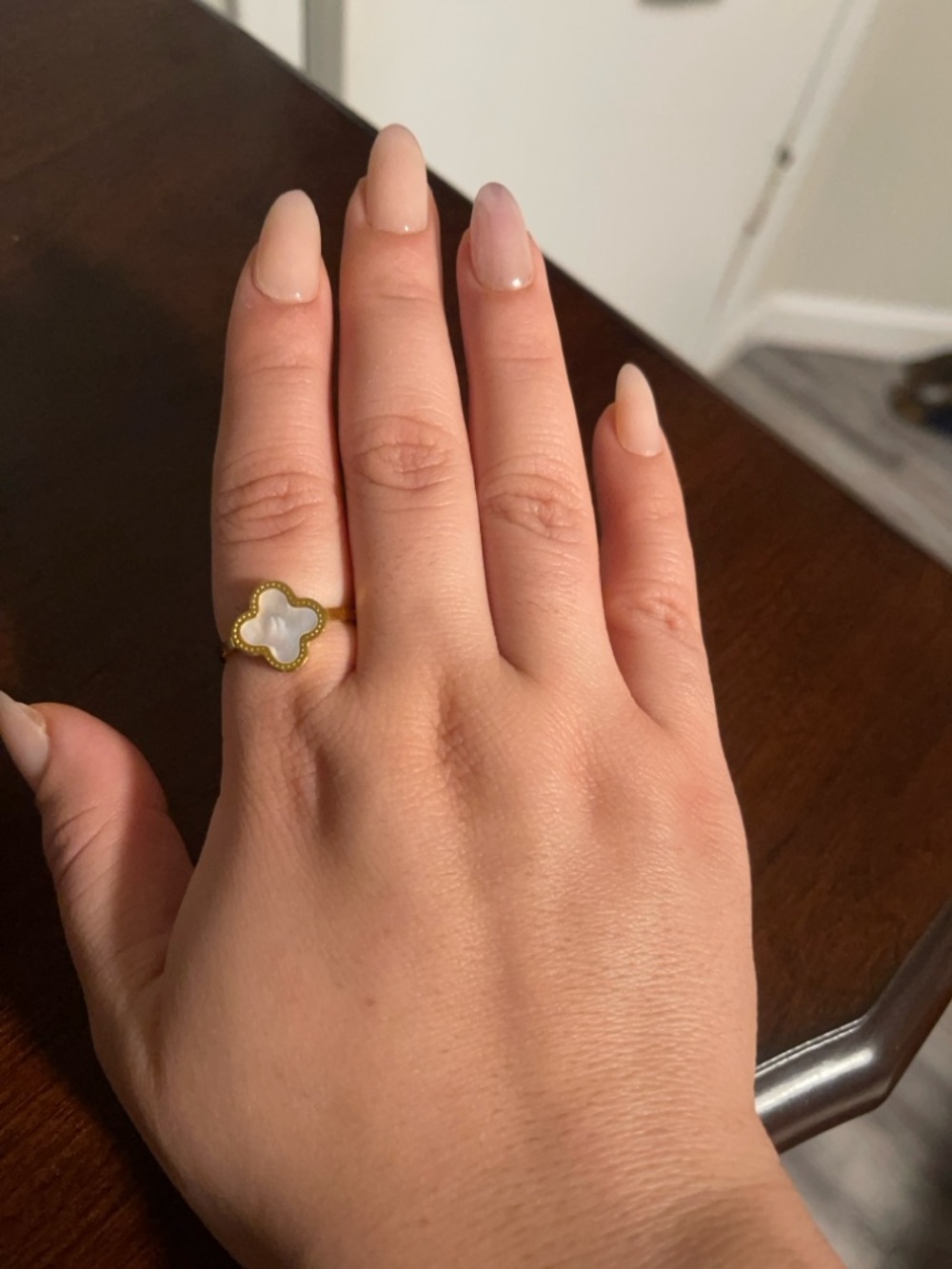 Gold Clover Mother-of-Pearl Ring - Women Jewelry